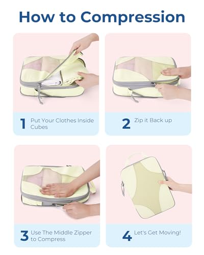 Bagsmart Compression Packing Cubes, Travel Bag Cruise Ship Essentials - color: Beige