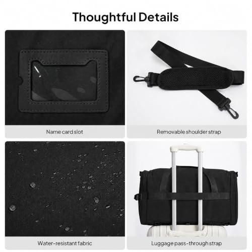 TOPEAST Foldable Duffle Bag for Travel, Large Travel Duffel Bags for Women - color: Black