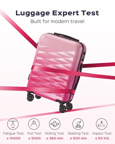 Suitour 28 inch Luggage With Spinner Wheels,Hard Shell Suitcases with Wheels TSA Checked Travel Suitcase - color: Pink, size: 28" Checked