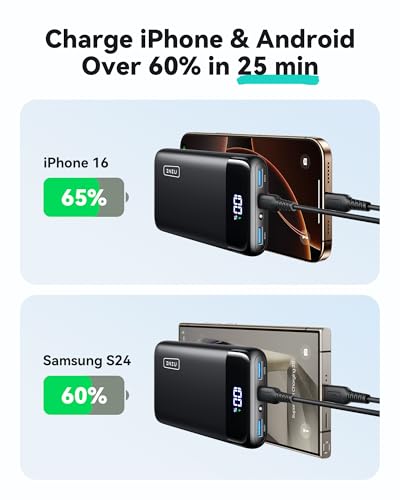 INIU 20000mAh Portable Charger, Compact 22.5W Fast Charging USBC Power Bank - color: Black, size: Classic Size