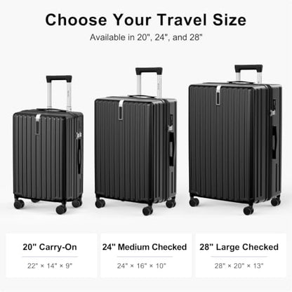 20 Inch Carry On Luggage 22x14x9 Airline Approved Suitcase, Black - color: Black, size: 20 Inch - Carry-on