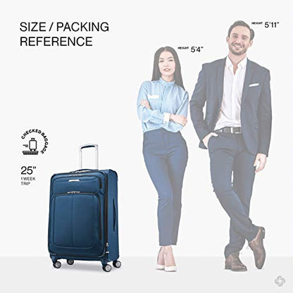 Samsonite Solyte DLX Softside Expandable Luggage with Spinner Wheels, Mediterranean Blue, Checked-Medium 25-Inch - color: Mediterranean Blue, size: Checked-Medium 25-Inch