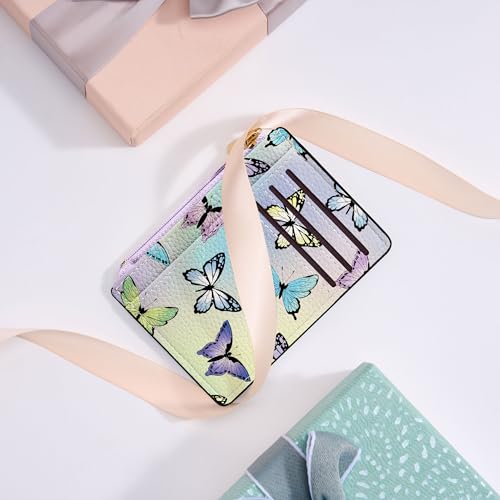 Tipmile Womens Credit Card Holder Wallet, Small Slim RFID Blocking Sleeve - color: Butterfly