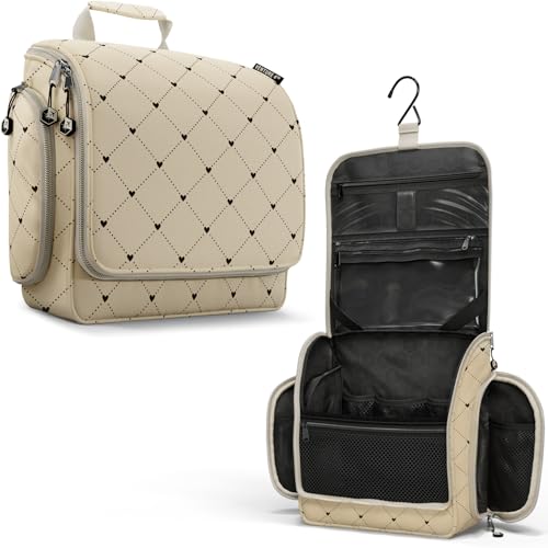 VENTURE 4TH Hanging Travel Toiletry Bag, 17 Compartments - Beige Diamonds - color: Beige Diamond