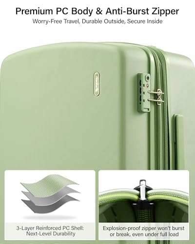 Hanke Carry on Luggage Airline Approved 20" Expandable Hardside Suitcase - color: Bamboo Green, size: 20 Inch EXT