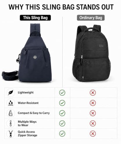 Sling Backpack for Women, Water-Resistant Crossbody Chest Bag for Travel, Work, Gym, Students & Daily Use - color: Ruby Blue
