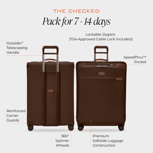 Briggs & Riley Baseline Large Checked 29 Inch Softside Spinner, Chocolate - color: Chocolate, size: 29" Checked