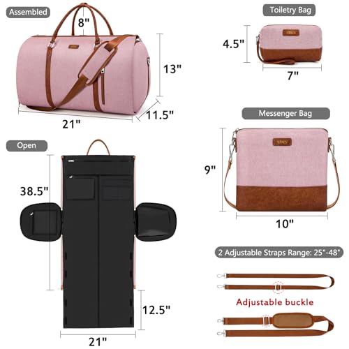 Convertible 2-in-1 Garment Bags for Travel with Waterproof Shoe Compartment - color: Pink