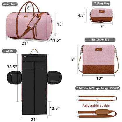 Convertible 2-in-1 Garment Bags for Travel with Waterproof Shoe Compartment - color: Pink