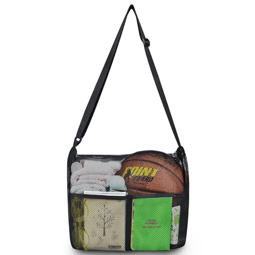 Mildbeer 12x6x12 Mesh Crossbody Bag for Gym & Beach - color: Black