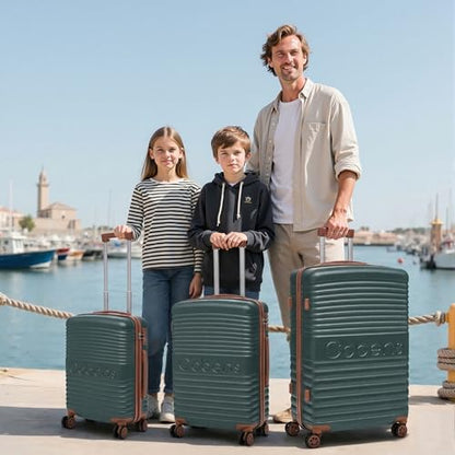 Cobens Luggage Sets 5 Piece,Suitcases with Wheels,20"/24"/28",DarkGreen - color: DarkGreen, size: 5 Piece Sets (20/24/28/DB/TB)