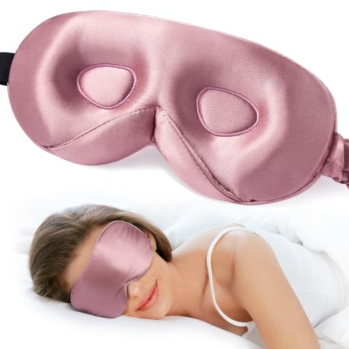 LitBear 100% 22 Momme Mulberry Silk Sleep Mask - 3D Contoured, Bean Pink - color: Bean Pink