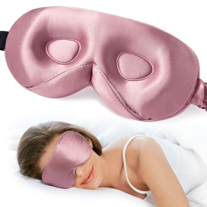 LitBear 100% 22 Momme Mulberry Silk Sleep Mask - 3D Contoured, Bean Pink - color: Bean Pink