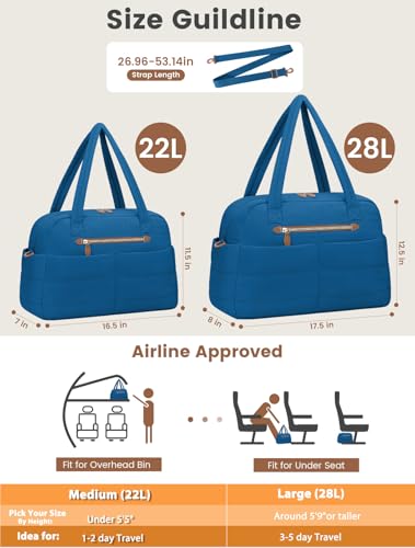 Pritent Puffer Travel Duffle Bag Waterproof Carry On Duffel Weekender Bag