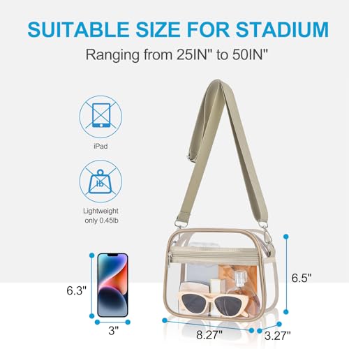 Clear Bag for Stadium Events Stadium Approved Women's Top-Handle Handbags - color: Light Khaki, size: Large