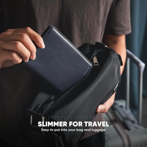 VULKIT Passport Holder For Travel With Magnetic Closure RFID Blocking Travel Wallet Passport Book Cover Boarding Pass Holder Travel Essentials - color: Nappa Navy