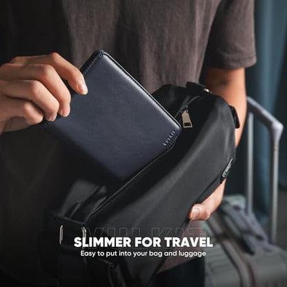 VULKIT Passport Holder For Travel With Magnetic Closure RFID Blocking Travel Wallet Passport Book Cover Boarding Pass Holder Travel Essentials - color: Nappa Navy