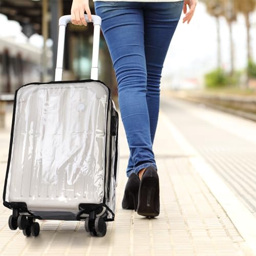 WRINGKIT 3 Pieces Clear Luggage Cover, Fits 20" 24" 28", Waterproof PVC