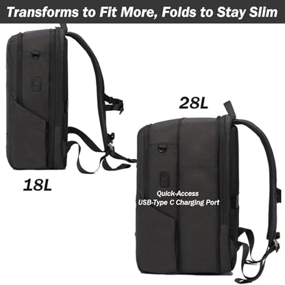 PUREVAVE Laptop Backpack 27L Water Resistant USB Port Travel Work Black - color: Sable Black
