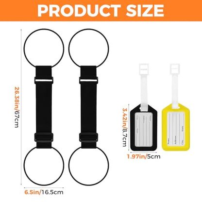 2 Pack Multi Use Strong Adjustable Luggage Connector Straps, Elastic Fastening Belt with Anti-Slip Design, Durable Polyester Travel Strap for Suitcases, Home(Black)
