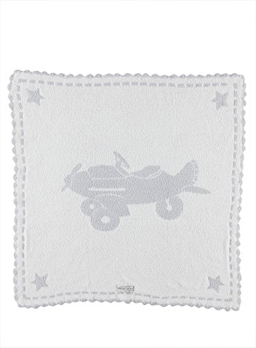 Barefoot Dreams CozyChic Scalloped Baby Receiving Blanket - Blue & White 30x 32 - color: Blue & White