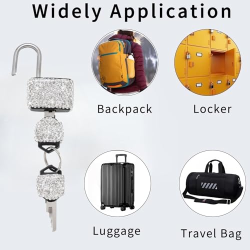 2 Pcs Small Locks with Keys Mini Luggage Locks Bling Keyed Padlock with Key Metal Lock for Locker Suitcase,Backpack,Boxes,Laptop Bag(Pink+Purple) - color: pink+purple