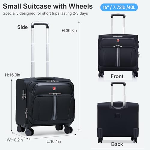 ROPLUS Underseat Carry-On Luggage Lightweight Rolling Tote Bag with 4 Spinner Wheels (Blue, 16-Inch) - color: Blue, size: 16-Inch
