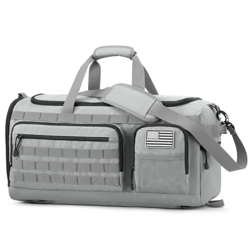 G4Free 3-in-1 Duffle Bag Travel Gym Sports, Large Tactical Duffel Backpack - color: Grey