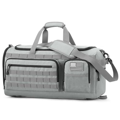 G4Free 3-in-1 Duffle Bag Travel Gym Sports, Large Tactical Duffel Backpack - color: Grey