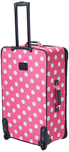 Rockland Vara Softside 3-Piece Upright Luggage Set, Expandable,Lightweight,Telescopic Handle,Wheel, Pink Dots, 20 inches,22 inches,28 inches - color: Pink Dot