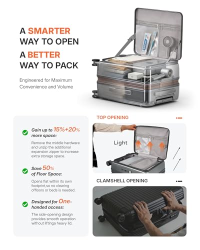 20IN Top-Opening Expandable Carry On Luggage-Grey - color: Ultimate Gray, size: 20 IN