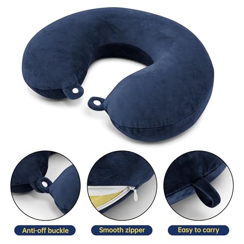 Philbinden 2 Packs Travel Neck Pillow Cover, Reusable U Shaped Neck Pillow Washable Soft Smooth Airplane Pillow Cover (Only Pillow Covers,No Filler) - color: Dark Blue