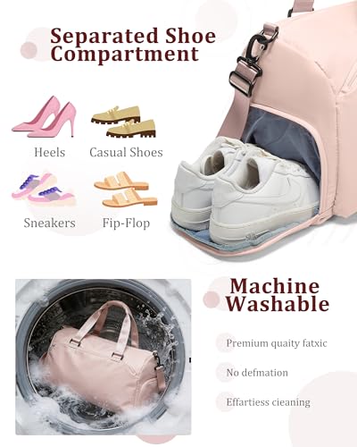 Gym Bag for Women with Shoe Compartment Travel Duffel Bag Pink - color: D12-Pink