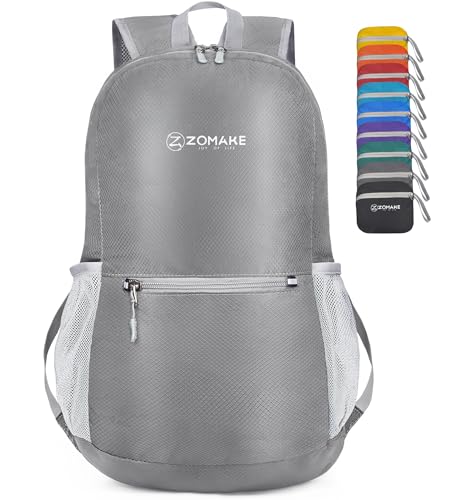 ZOMAKE Lightweight Packable Backpack, Foldable Small Travel Day Pack - color: C-silver Gray