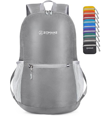 ZOMAKE Lightweight Packable Backpack, Foldable Small Travel Day Pack - color: C-silver Gray