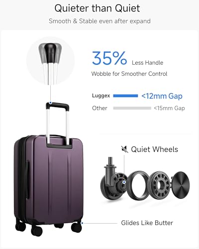 LUGGEX Carry On Front Pocket Expandable Suitcase, Purple, 20" - color: Purple, size: 20 Inch
