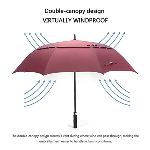 G4Free 47/54/62/68/72 Inch Golf Umbrella Windproof Auto Open Large Umbrella - color: Wine Red, size: 62 inch