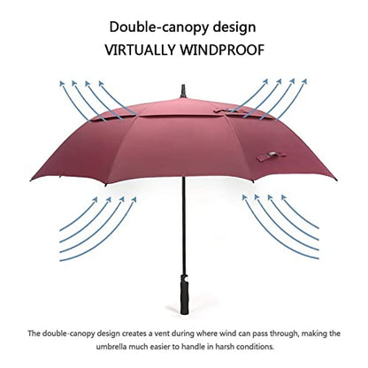 G4Free 47/54/62/68/72 Inch Golf Umbrella Windproof Auto Open Large Umbrella - color: Wine Red, size: 62 inch