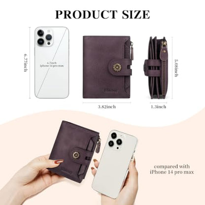 Womens Wallet Leather RFID Blocking Small Card Holder Wallet Purple - color: c4-purple