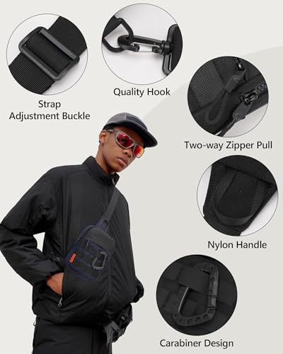 Peicees Crossbody Bag for Men Mini Sling Bag Anti Theft Purse, Black - color: Black