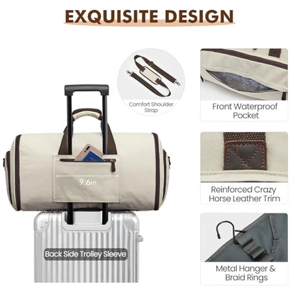 S-ZONE Garment Bag for Travel Convertible Duffle Bag Suit Bag for Men Women - color: Beige