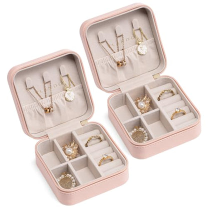 VLANDO Travel Jewelry Case, Compact Design, Necklace Hook, Anti-Tangle - color: A.Pink