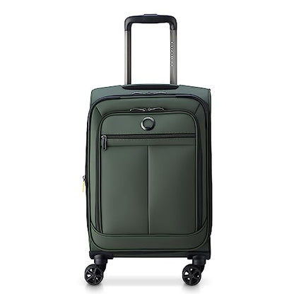 DELSEY PARIS Sky Lite 19-Inch International Lightweight Carry-On Luggage - Water-Resistant Polyester, Dual Spinner Wheels, Multiple Exterior Pockets, Green - Softside Bag for Easy Travel - size: Carry on 19 Inch