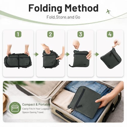 MIER Packable Travel Duffle Bag with Shoe Compartment, 50L, Green Gray - color: Green Gray, size: 50L