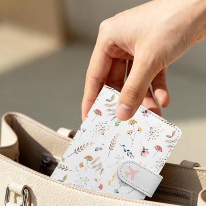 Passport Holder, Cute Travel Wallet Cover with RFID Blocking, Flower - color: A-Twig