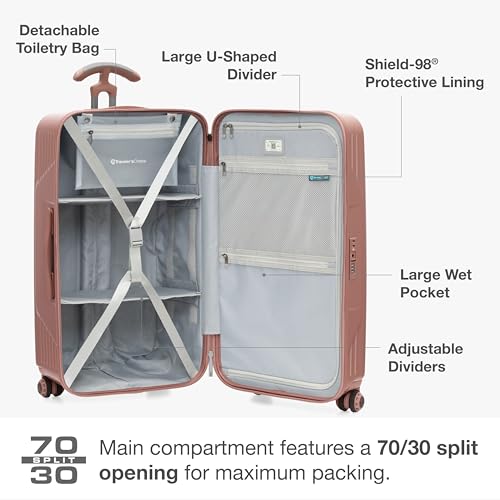 Traveler's Choice Ultimax II Polycarbonate Hardside Luggage with Spinner Wheels, Rose Pink, 31-Inch Large Trunk - color: Rose Pink, size: 31-Inch Large Trunk