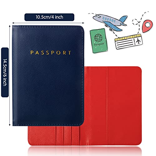 Frienda 2 Pcs Passport Holder Covers Waterproof Leather - color: Blue and Red