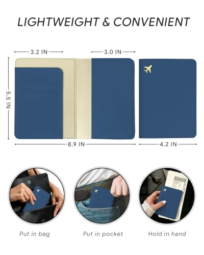 Passport Holder for Travel - RFID Blocking for Women & Men - color: Navy Blue