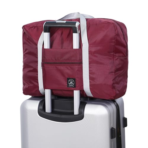 Travel Bag 12 Packes Carry on Luggage Foldable Duffel Bag Sports Gym Bag Weekender Overnight Bag Water Resistant Nylon Travel Duffel for Men Women (Red 12PCS) - color: Red 12