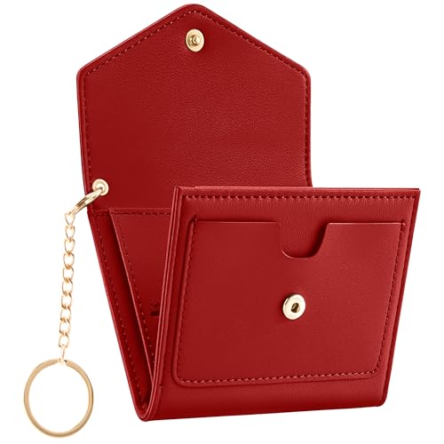Gostwo Womens Wallet RFID Blocking Small Wallets Woman Credit Card Holder Trifold Ladies Wallets with Coins Zipper Pocket - color: Red